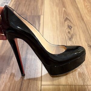 Christian Louboutin Black Patent Platform Stiletto with Red Sole